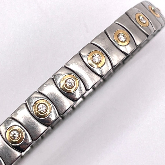 Vintager Speidel Stainless Steel 14KGP CZ Stretch Expansion Bracelet - Picture 5 of 7